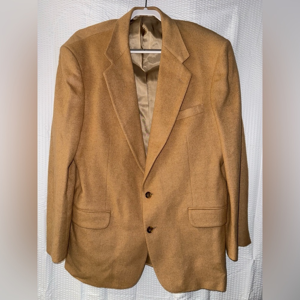 Hunt Valley Made In USA Men Suit Blazer 100% Camel Hair Size 44L